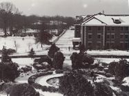 Wright Circle and Cotten Hall in the snow